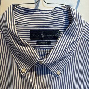 Ralph Lauren Men's Classic Blue and White Striped Shirt